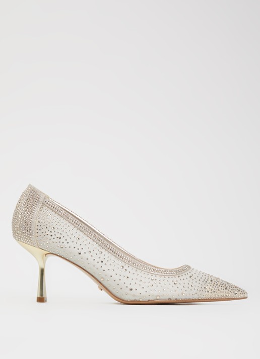 Dune London Brivelle pump van mesh met strass - voorkant 5 goud