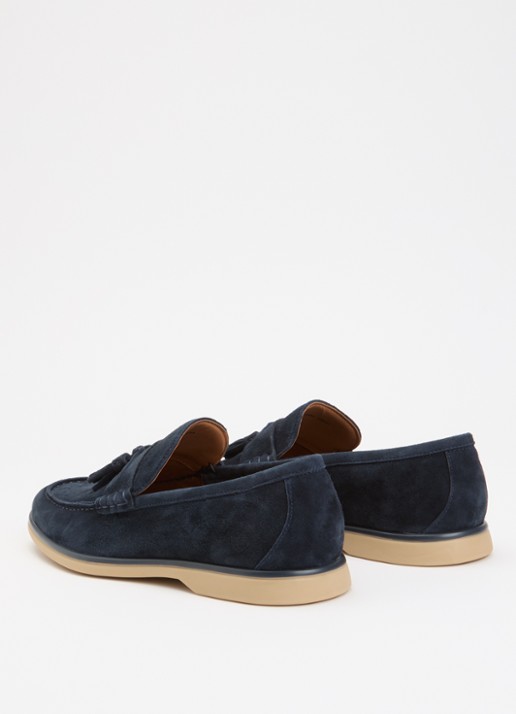 Dune London Broddi loafer van suède - achterkant 2 donkerblauw