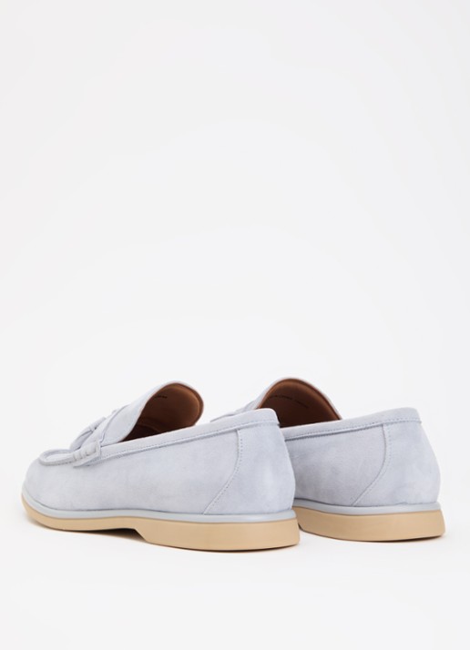 Dune London Broddi loafer van suède - achterkant lichtblauw