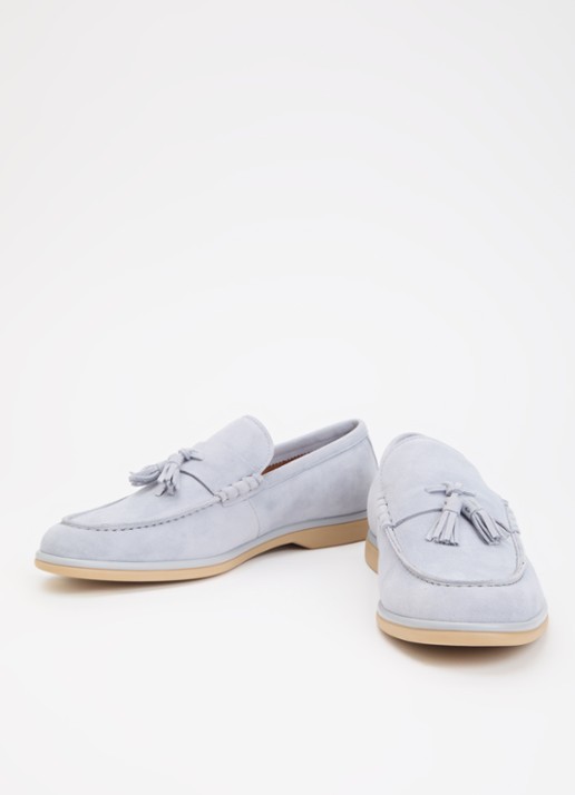 Dune London Broddi loafer van suède - detail 3 lichtblauw