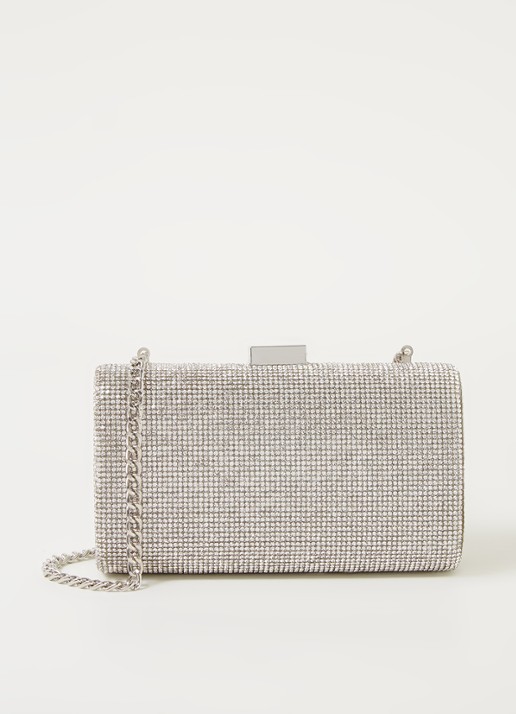 Dune London Bryannies clutch met strass - voorkant zilver