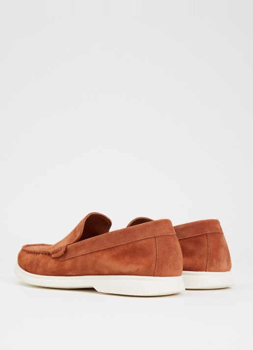 Dune London Buftonn loafer van suède  - achterkant 5 roodbruin