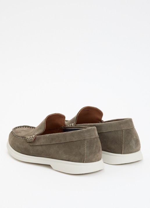 Dune London Buftonn loafer van suède  - achterkant 2 taupe