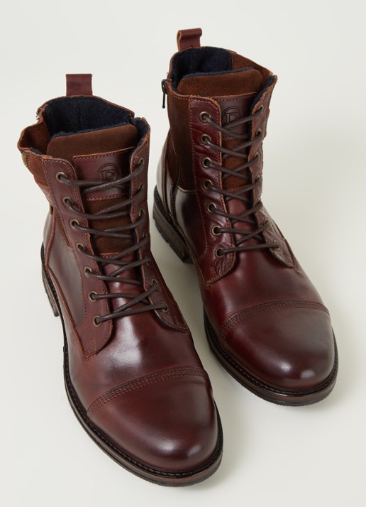 Dune London Call veterboot van leer met suède details - detail 2 donkerbruin