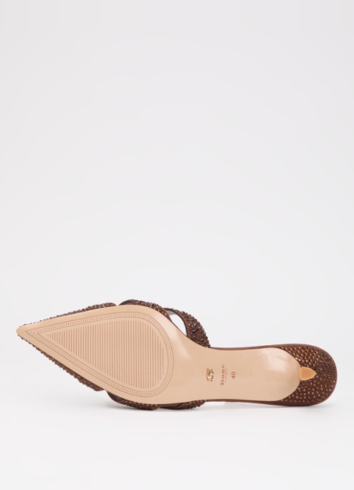 Dune London Calla muiltje met strass - detail 4 bruin