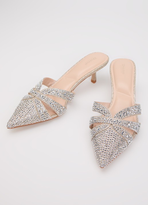 Dune London Calla muiltje met strass - detail goud