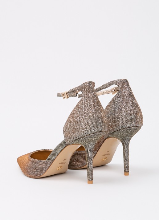 Dune London Calmness sandalette - achterkant brons - textiel