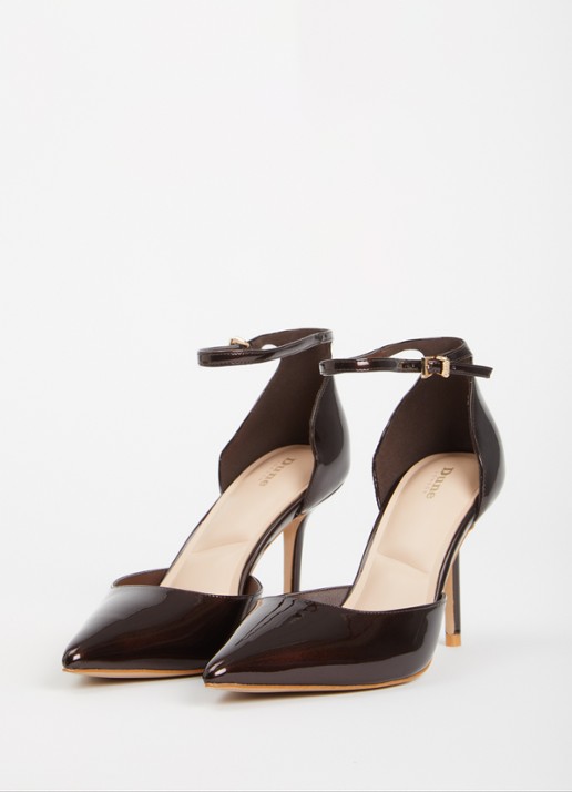 Dune London Calmness sandalette - detail 2 donkerbruin - lak