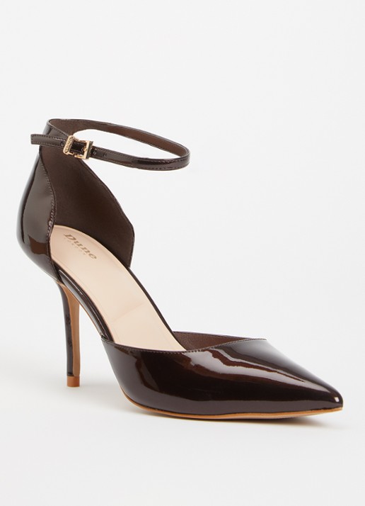 Dune London Calmness sandalette - voorkant donkerbruin - lak