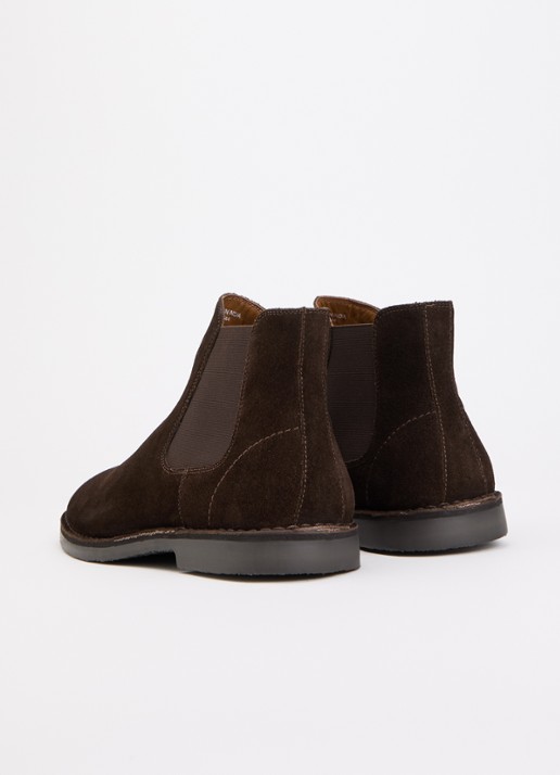 Dune London Cashy chelsea boot van suède - achterkant 4 donkerbruin