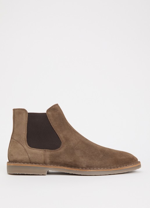 Dune London Cashy chelsea boot van suède - voorkant lichtbruin