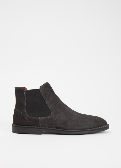 Dune London Cashy chelsea boot van suède - voorkant 3 grijs
