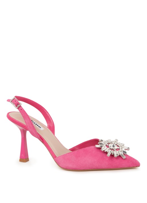 Dune London Casis slingback van suède - voorkant roze