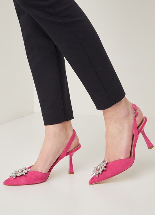 Dune London Casis slingback van suède - voorkant 2 roze