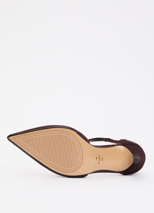 Dune London Castered pump met crocostructuur  - detail 3 donkerbruin