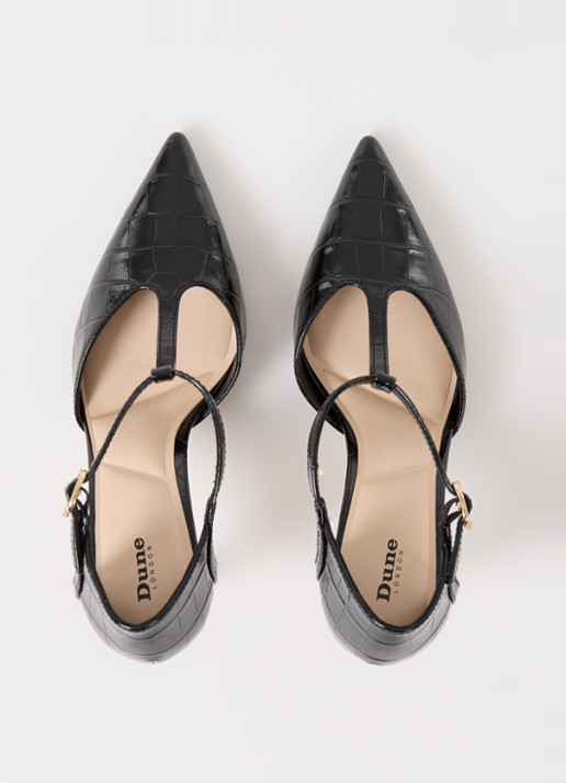 Dune London Castered pump met crocostructuur  - detail 4 zwart