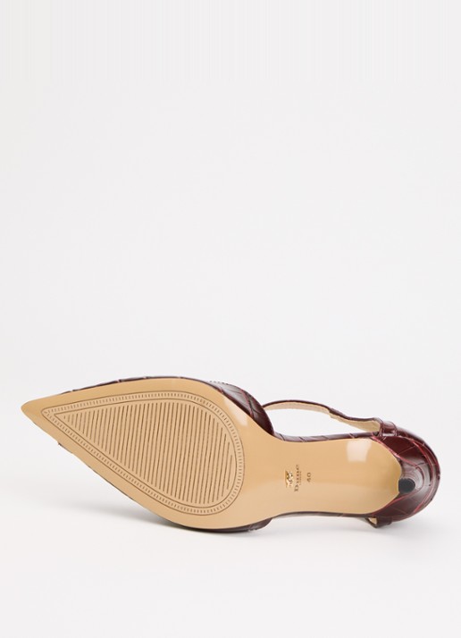 Dune London Castered pump met crocostructuur  - detail 5 bordeauxrood