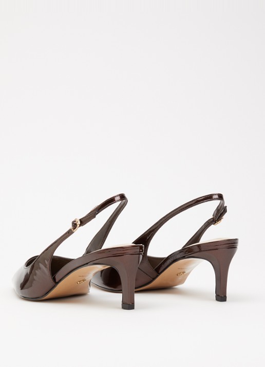 Dune London Celinna slingback van lakleer - achterkant donkerbruin