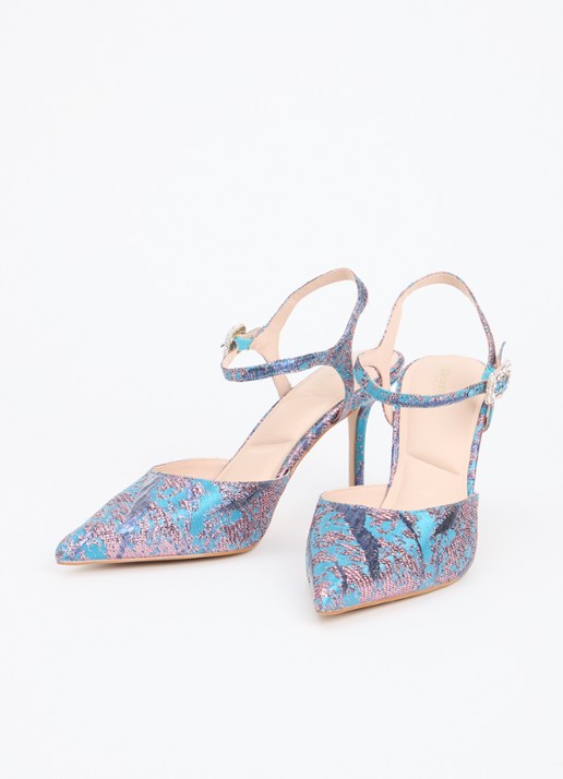 Dune London Channel sandalette met strass - detail 2 aquablauw