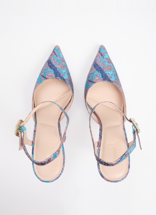 Dune London Channel sandalette met strass - detail 3 aquablauw