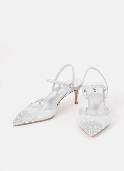 Dune London Charismatic slingback met strass - detail 3 zilver
