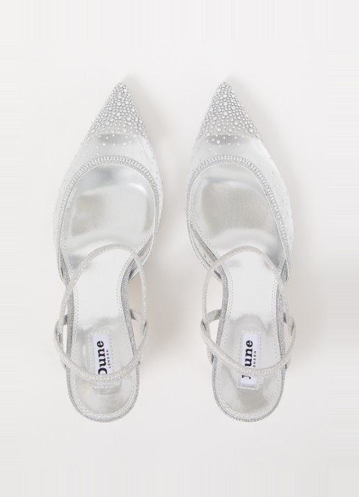 Dune London Charismatic slingback met strass - detail 4 zilver