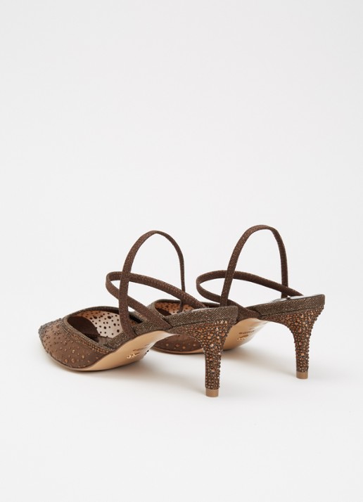 Dune London Charismatic slingback met strass - achterkant 4 donkerbruin