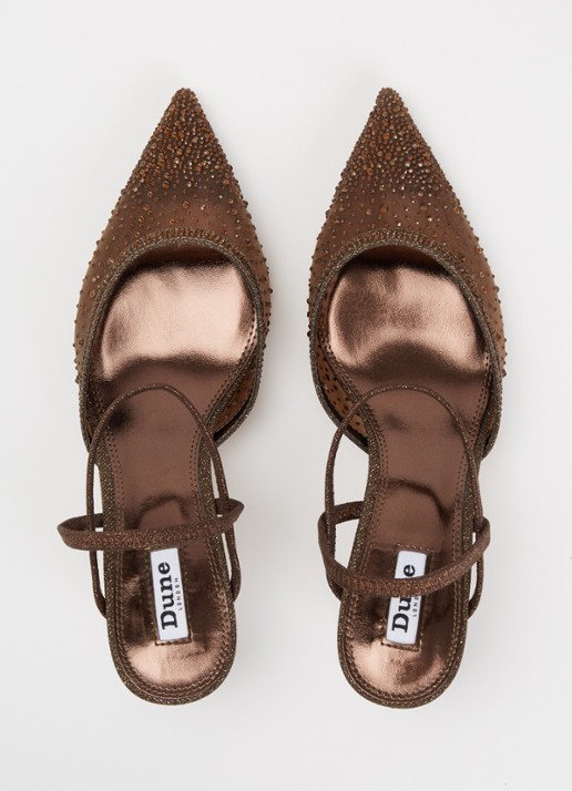 Dune London Charismatic slingback met strass - detail 2 donkerbruin