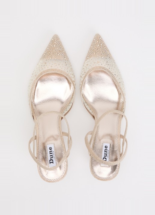 Dune London Charismatic slingback met strass - detail 4 goud