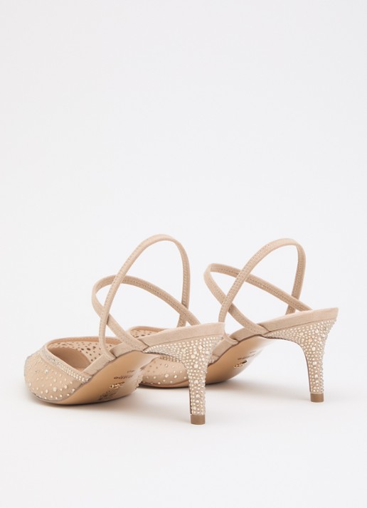 Dune London Charismatic slingback met strass - achterkant 5 donkerbeige