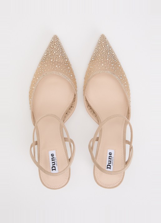 Dune London Charismatic slingback met strass - detail 3 donkerbeige