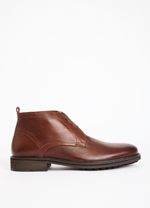 Dune London Charleys veterschoen van leer - voorkant 4 roodbruin