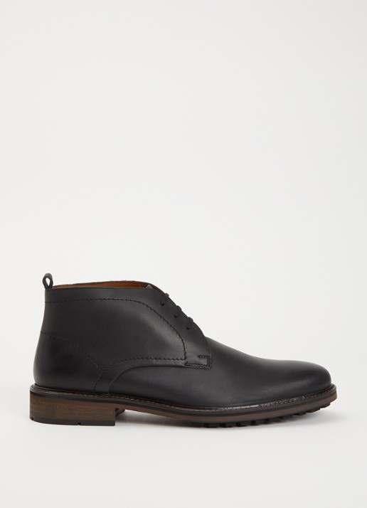 Dune London Charleys veterschoen van leer - voorkant zwart