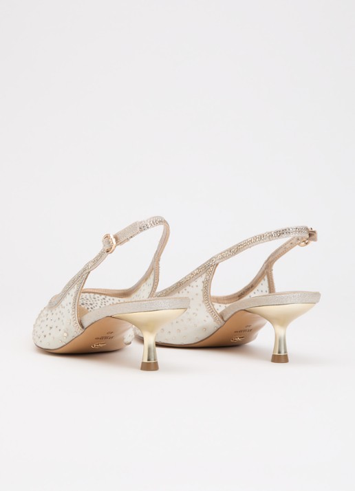 Dune London Cirelle slingback van mesh met strass - achterkant goud
