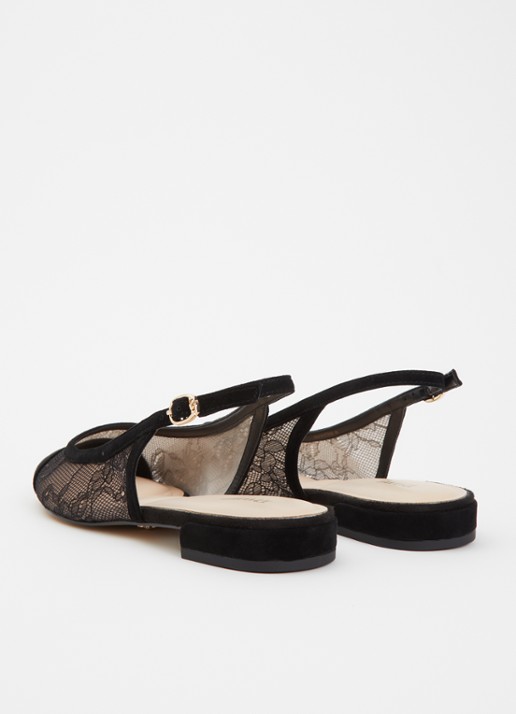Dune London Clarify slingback met details van kant - achterkant 5 zwart