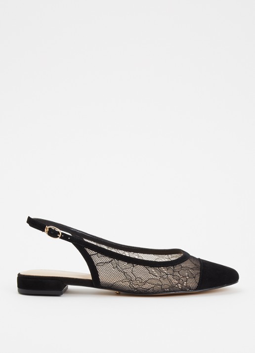 Dune London Clarify slingback met details van kant