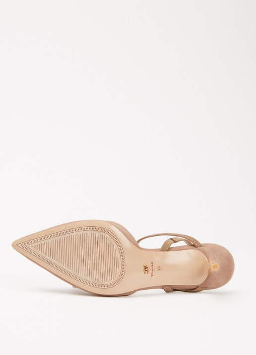 Dune London Classical slingback van leer - detail 7 donkerbeige