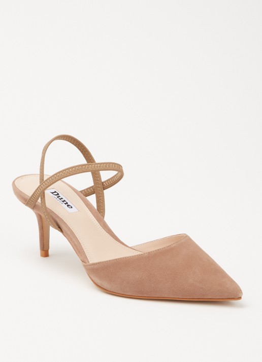 Dune London Classical slingback van leer - voorkant donkerbeige