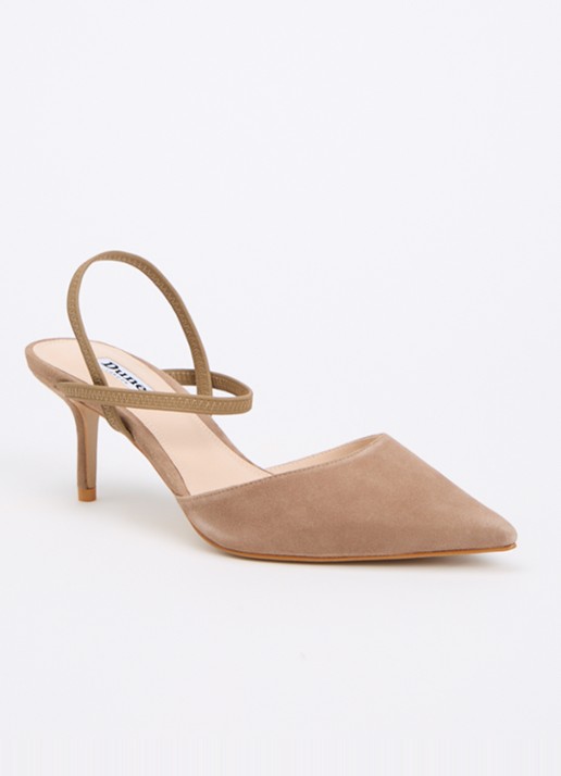 Dune London Classical slingback van leer - voorkant 2 donkerbeige