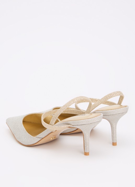 Dune London Classical slingback van leer - achterkant witgoud