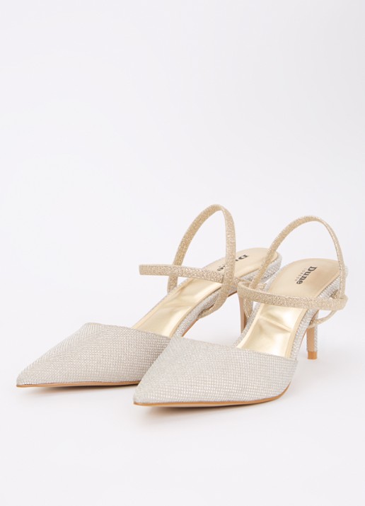 Dune London Classical slingback van leer - detail 3 witgoud