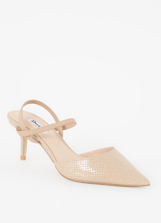 Dune London Classical slingback van leer - voorkant creme