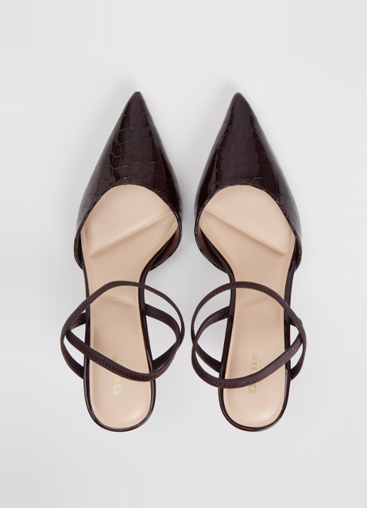 Dune London Classical slingback van leer - detail 3 aubergine