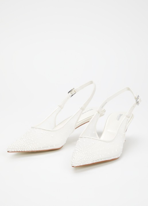 Dune London Companionship slingback met pareldecoratie en mesh details - detail 3 gebroken wit