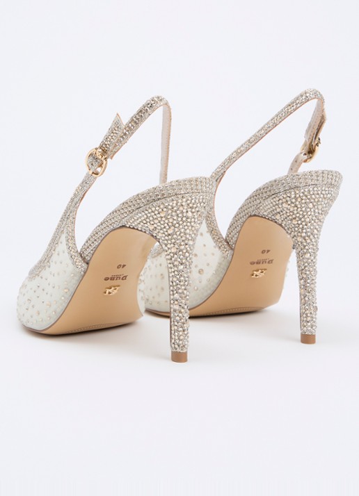 Dune London Compassionate slingback met strass - achterkant 5 witgoud