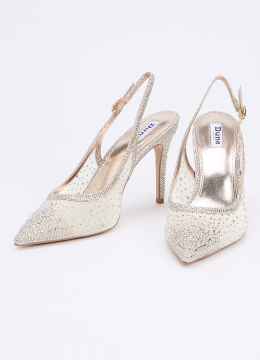 Dune London Compassionate slingback met strass - detail 2 witgoud