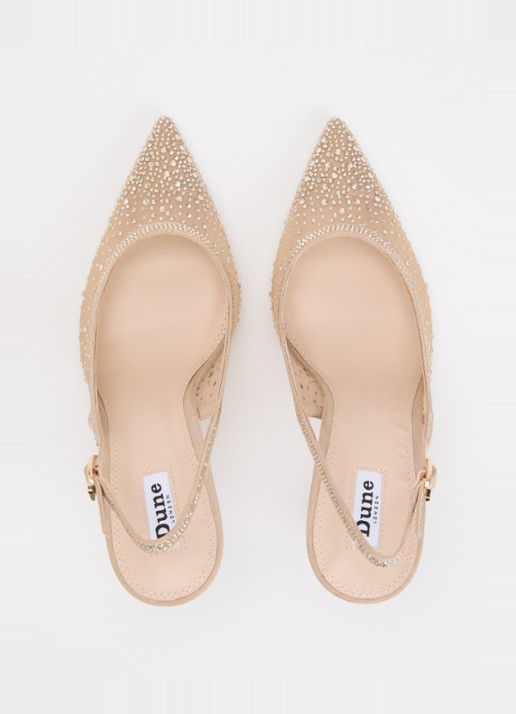 Dune London Compassionate slingback met strass - detail 4 donkerbeige