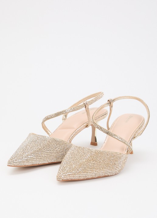 Dune London Competitive slingback met strass - detail 3 goud