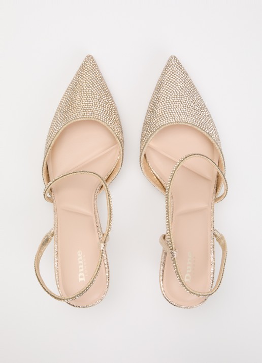 Dune London Competitive slingback met strass - detail 4 goud