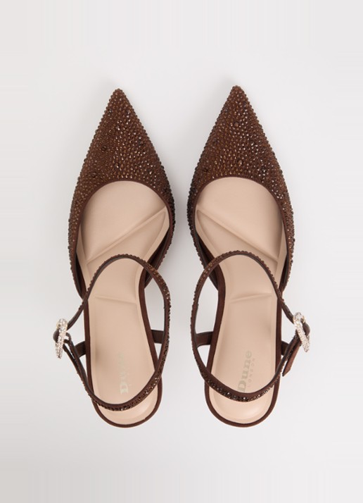 Dune London Compliments slingback met strass - detail 2 bruin